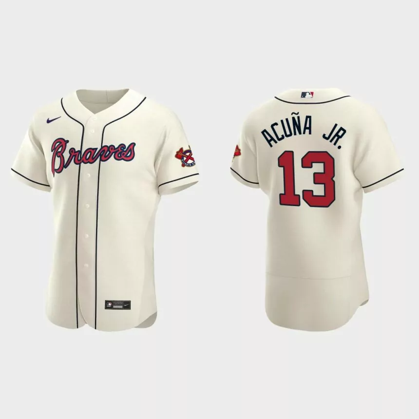 Ronald Acuna Jr. #13 Atlanta Braves Cream Authentic 2020 Alternate Jersey