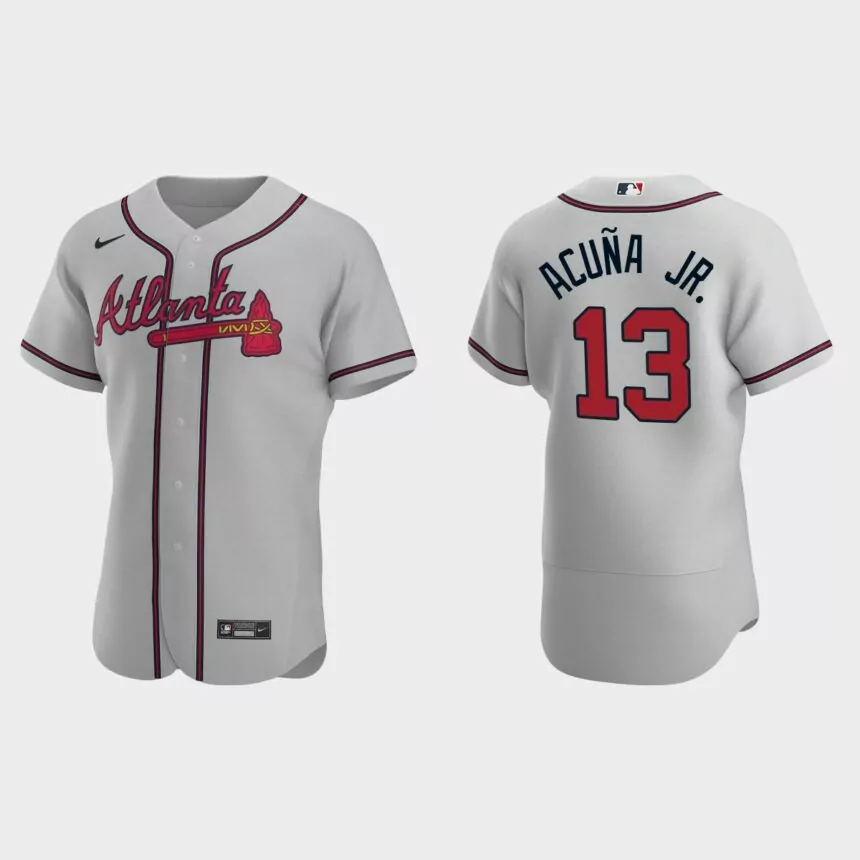 Ronald Acuna Jr. #13 Atlanta Braves Gray Authentic 2020 Road Jersey