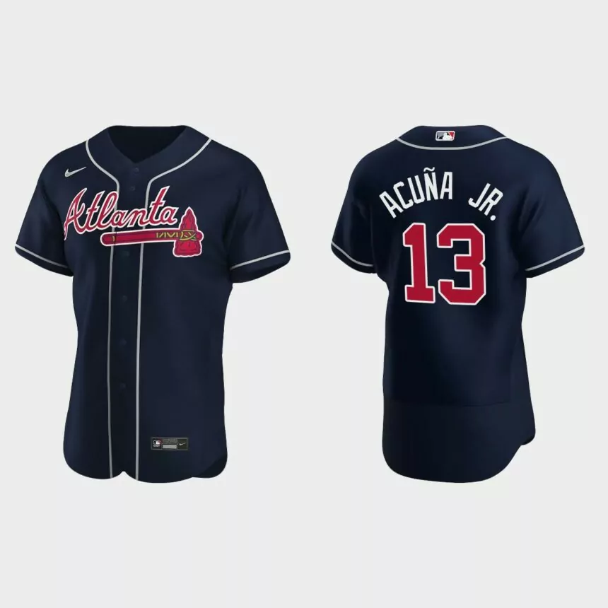 Ronald Acuna Jr. #13 Atlanta Braves Navy Authentic 2020 Alternate Jersey