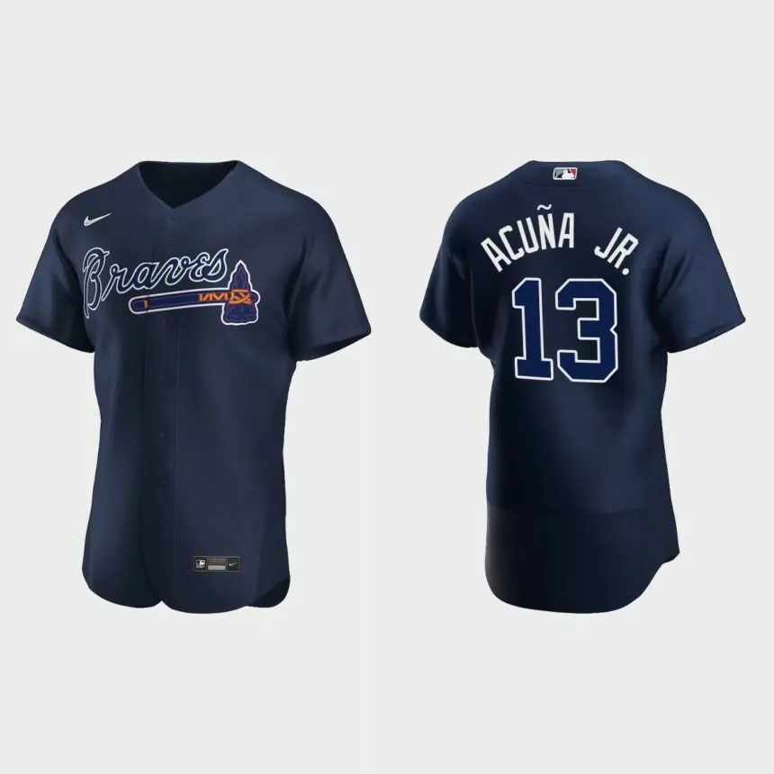 Ronald Acuna Jr. #13 Atlanta Braves Navy Authentic Player 2020 Alternate Jersey