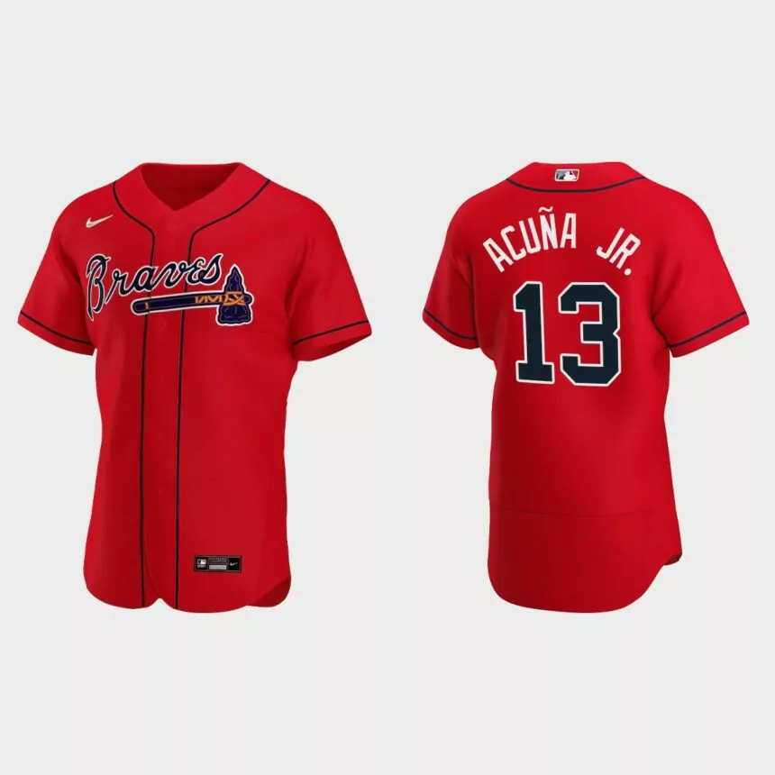 Ronald Acuna Jr. #13 Atlanta Braves Red Authentic 2020 Alternate Jersey