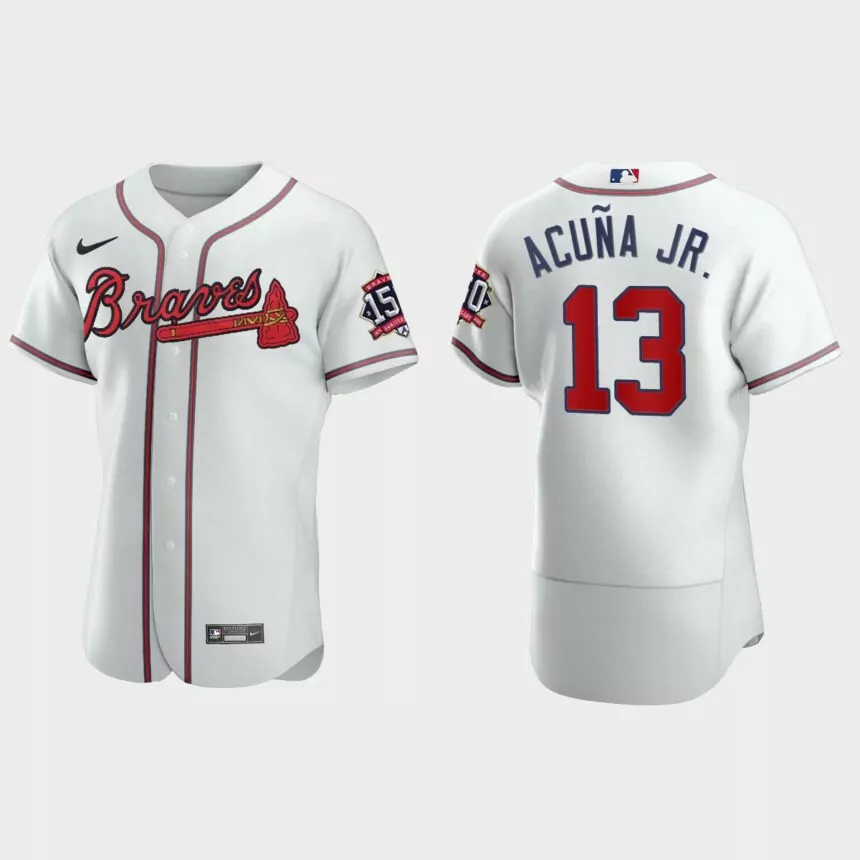 Ronald Acuna Jr. Atlanta Braves 150th Anniversary World Series Jersey – White