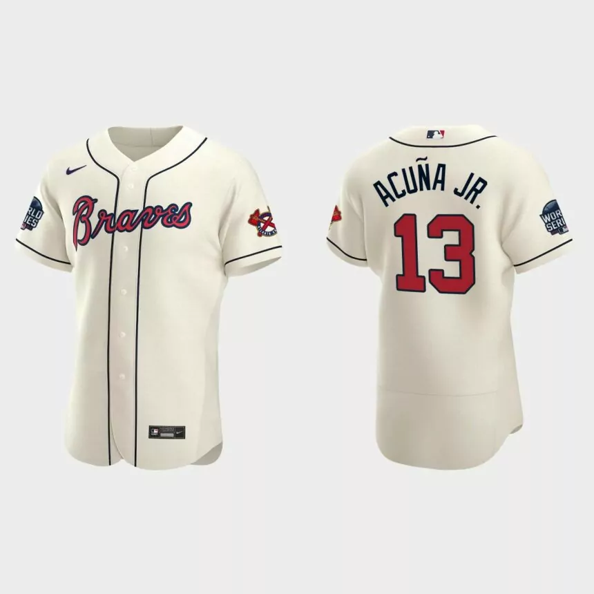 Ronald Acuna Jr. Atlanta Braves 2021 World Series Authentic Jersey – Cream