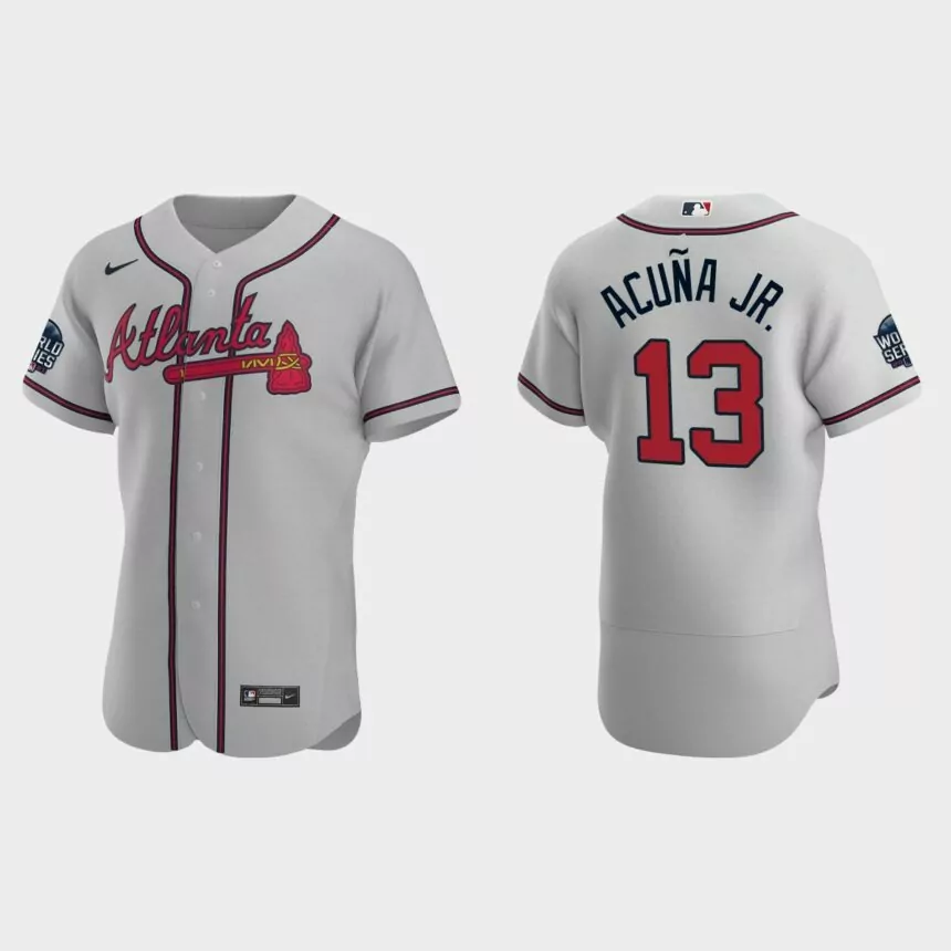 Ronald Acuna Jr. Atlanta Braves 2021 World Series Authentic Jersey – Gray