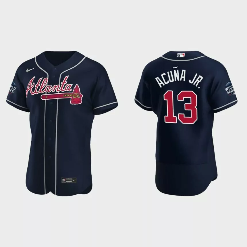 Ronald Acuna Jr. Atlanta Braves 2021 World Series Authentic Jersey – Navy