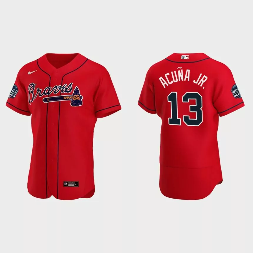 Ronald Acuna Jr. Atlanta Braves 2021 World Series Authentic Jersey – Red