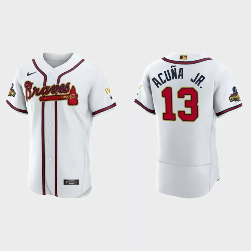 Ronald Acuna Jr. Atlanta Braves 2022 Gold Program White Authentic Jersey