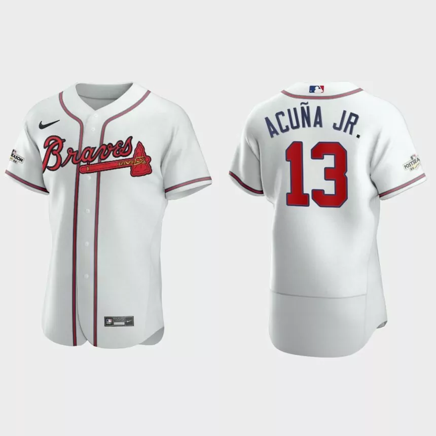 Ronald Acuna Jr. Atlanta Braves 2022 Postseason Authentic Jersey – White