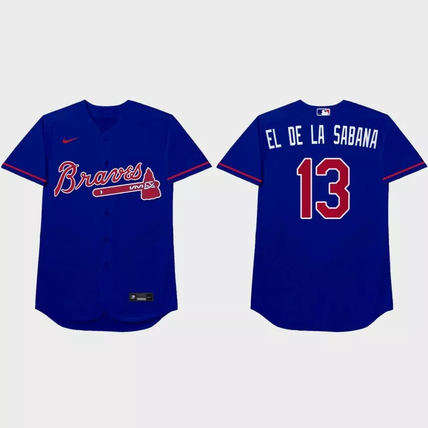 Ronald Acuna Jr. Nickname Braves 2021 Players’ Weekend El De La Sabana Jersey – Royal