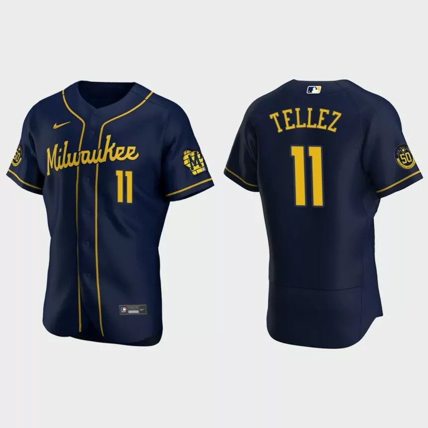 Rowdy Tellez Milwaukee Brewers Authentic Alternate Jersey – Navy