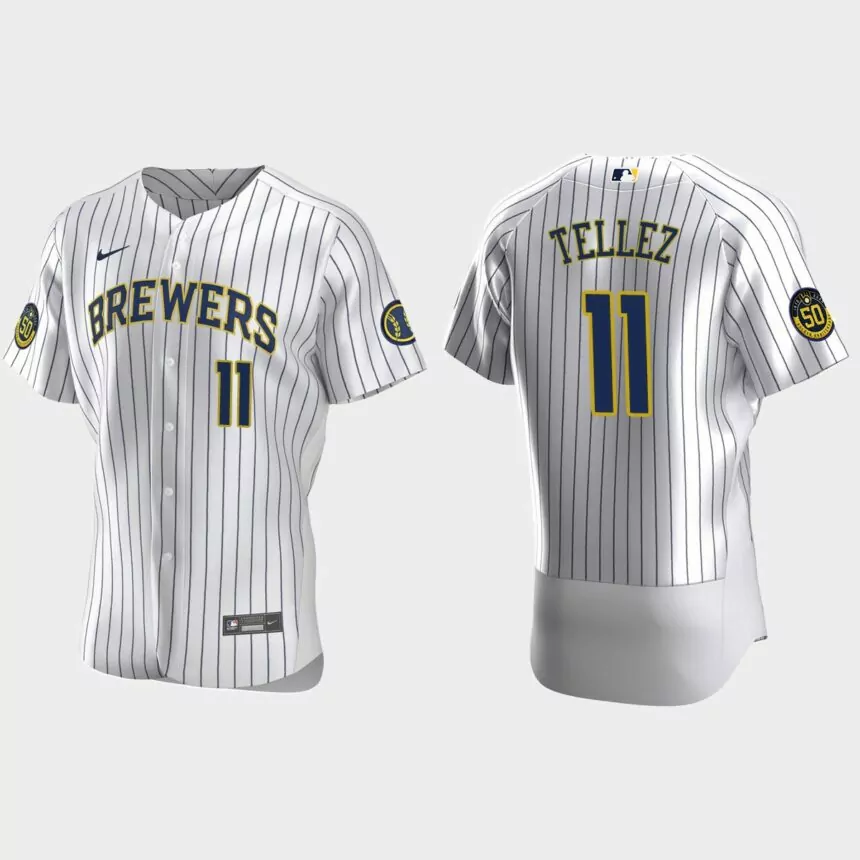 Rowdy Tellez Milwaukee Brewers Authentic Home Jersey – White