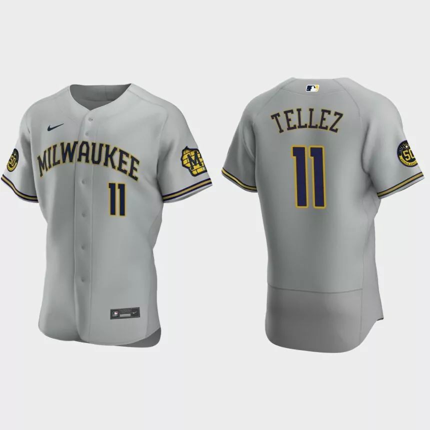 Rowdy Tellez Milwaukee Brewers Authentic Road Jersey – Gray