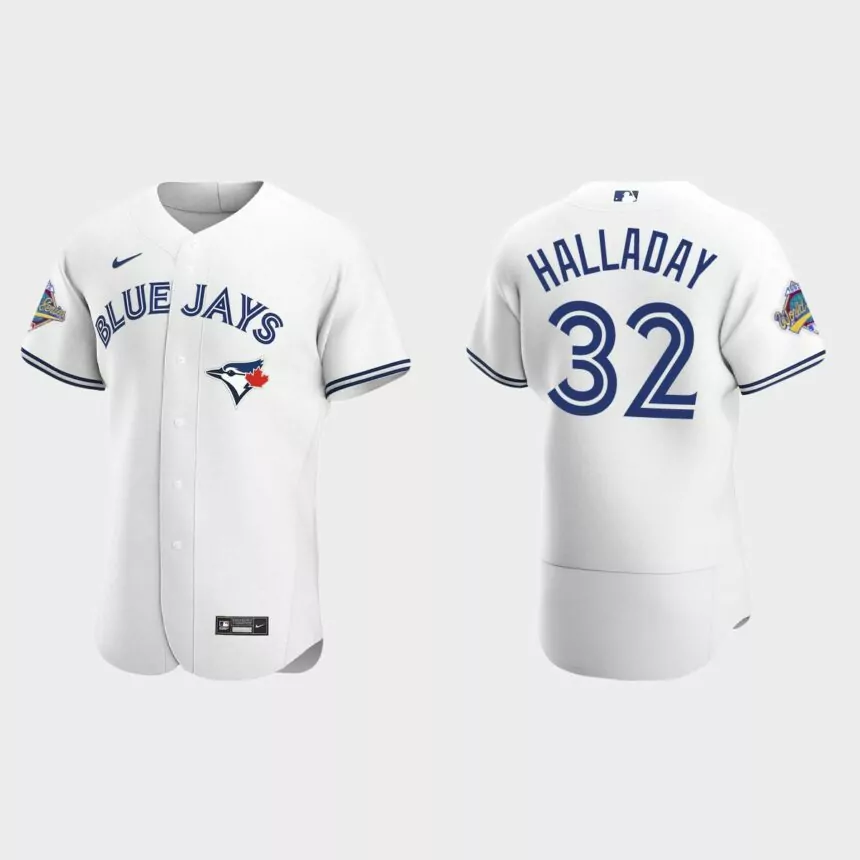 Roy Halladay Toronto Blue Jays 1992 World Series Patch Authentic Jersey – White