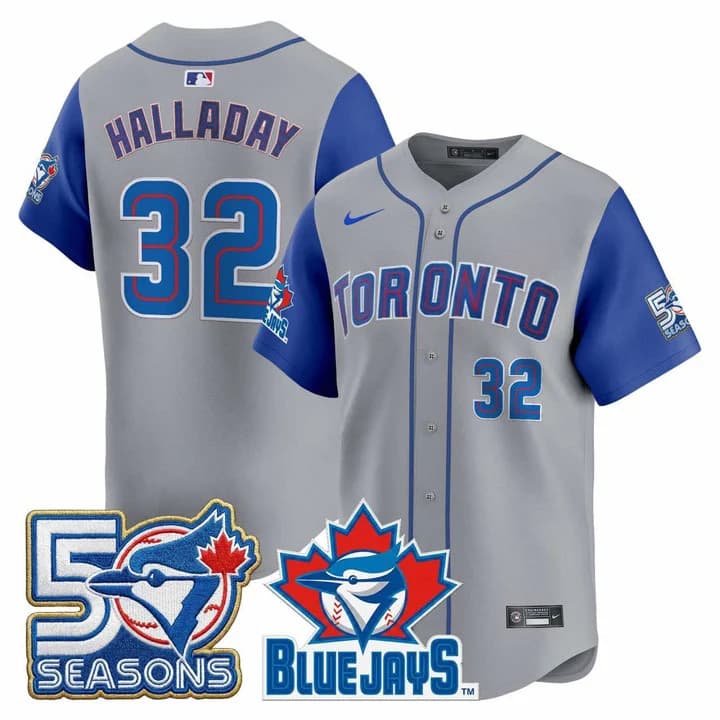 Roy Halladay Toronto Blue Jays Grey Jersey - All Stitched