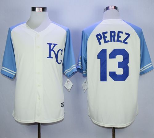 Royals #13 Salvador Perez Cream Exclusive Vintage Stitched MLB Jerseys