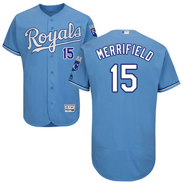 Royals #15 Whit Merrifield Light Blue Flexbase Authentic Collection Stitched Baseball Jersey