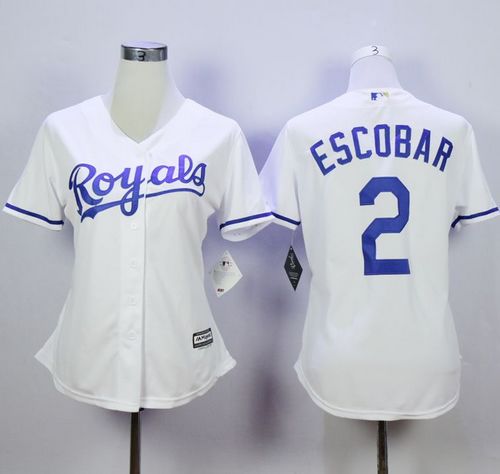Royals #2 Alcides Escobar White Home Women's Stitched MLB jerseys