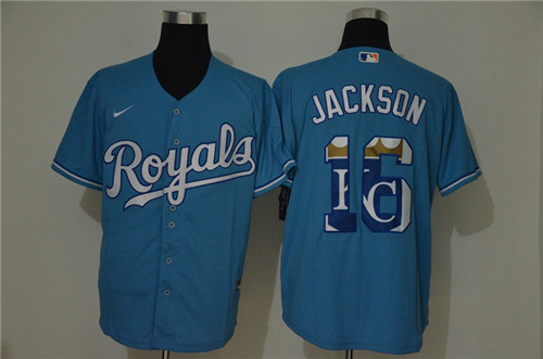 Royals 16 Bo Jackson Light Blue 2020 Nike Cool Base Fashion Jersey