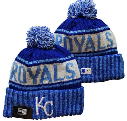 Royals Team Logo Blue Pom Cuffed Knit Hat YD