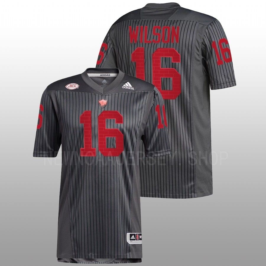 Russell Wilson NC State Wolfpack Gray Reverse Retro Football Jersey