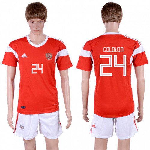 Russia #24 Golovin Home Soccer Country Jersey