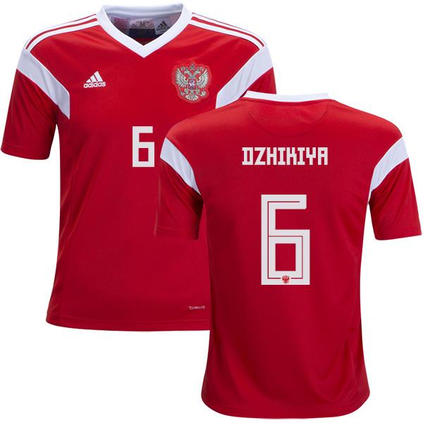Russia #6 Dzhikiya Home Kid Soccer Country Jersey