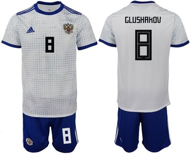 Russia #8 Glushakov Away Soccer Country Jersey