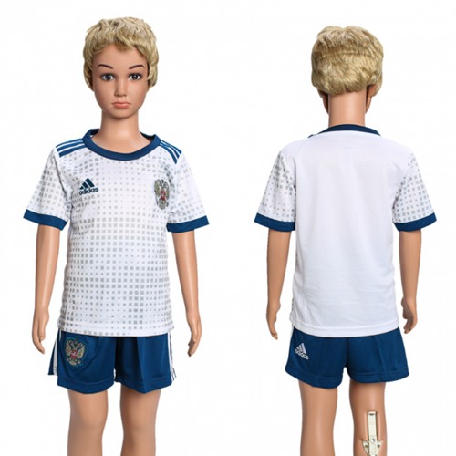 Russia Blank Away Kid Soccer Country Jersey