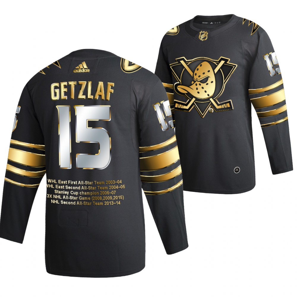Ryan Getzlaf Career Awards Black Ducks #15 Jersey Golden Commemorative