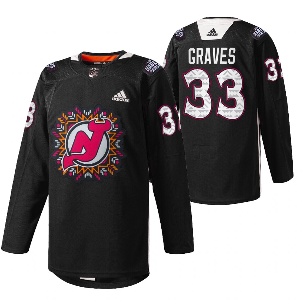 Ryan Graves Devils 2022 Hispanic Heritage Night Jersey Black Warm-Up