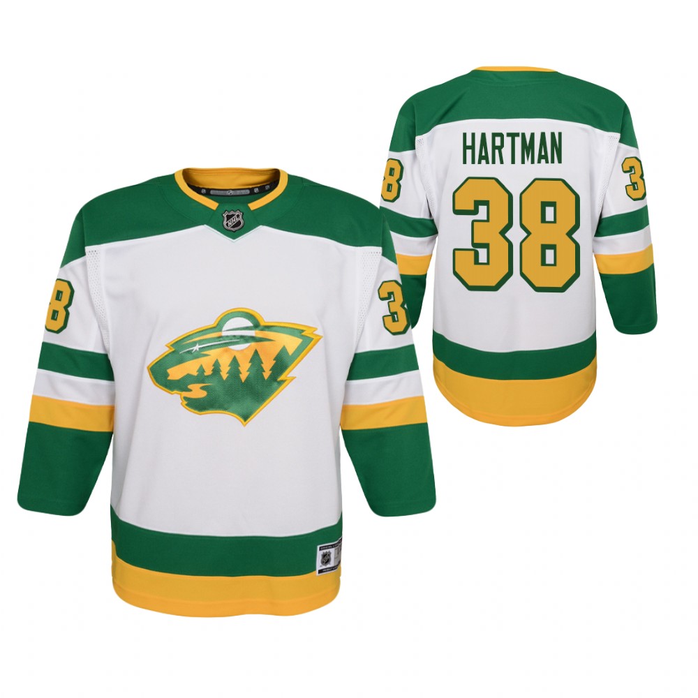 Ryan Hartman Minnesota Wild 2021 Reverse Retro White Youth Jersey Replica