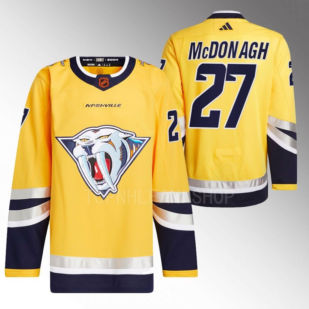 Ryan McDonagh 2022 Nashville Predators Yellow Reverse Retro 2.0 Authentic Primegreen Jersey
