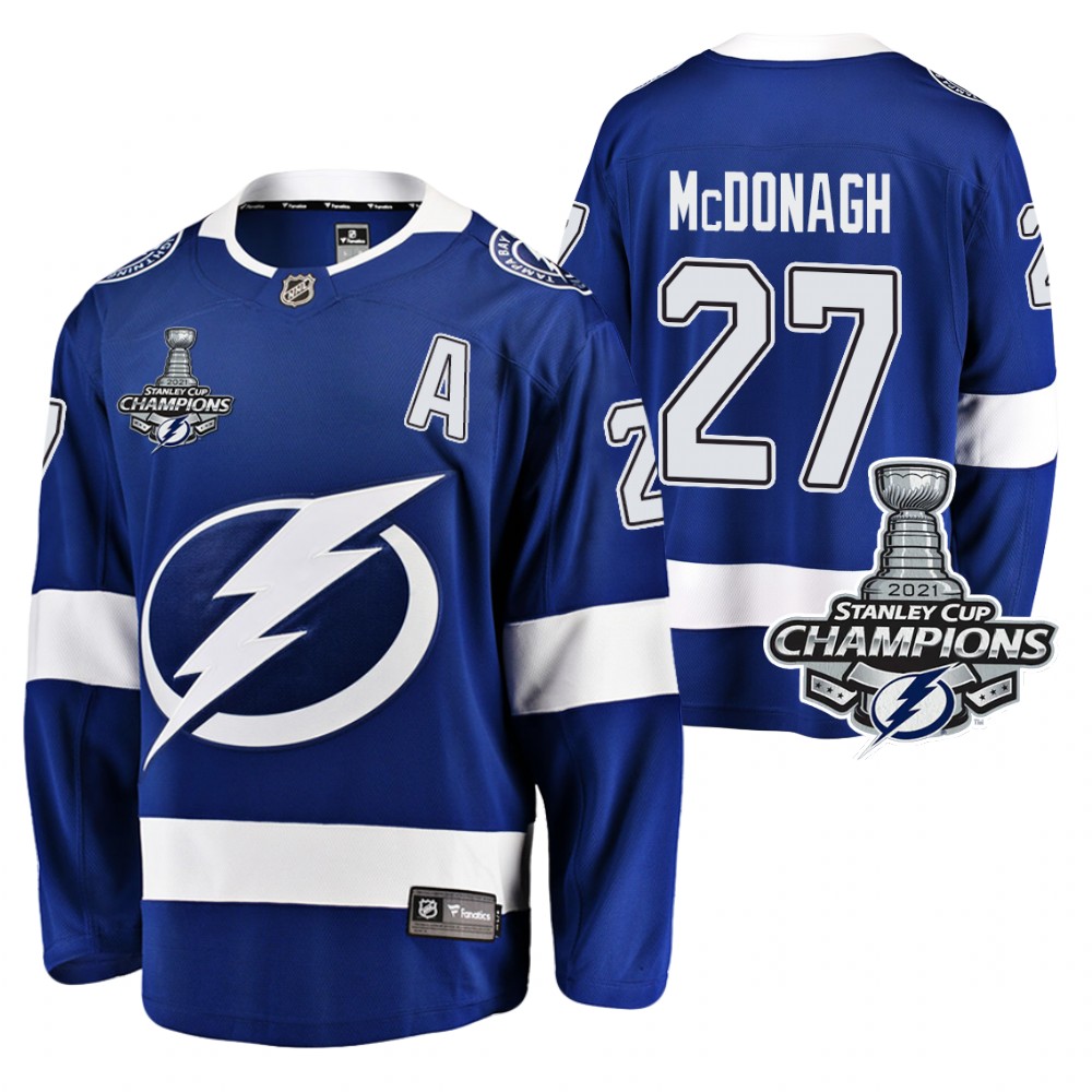 Ryan McDonagh Lightning 2021 Stanley Cup Champions Blue Home Jersey