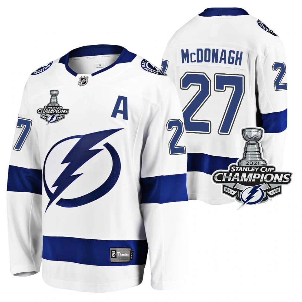 Ryan McDonagh Lightning 2021 Stanley Cup Champions White Away Jersey
