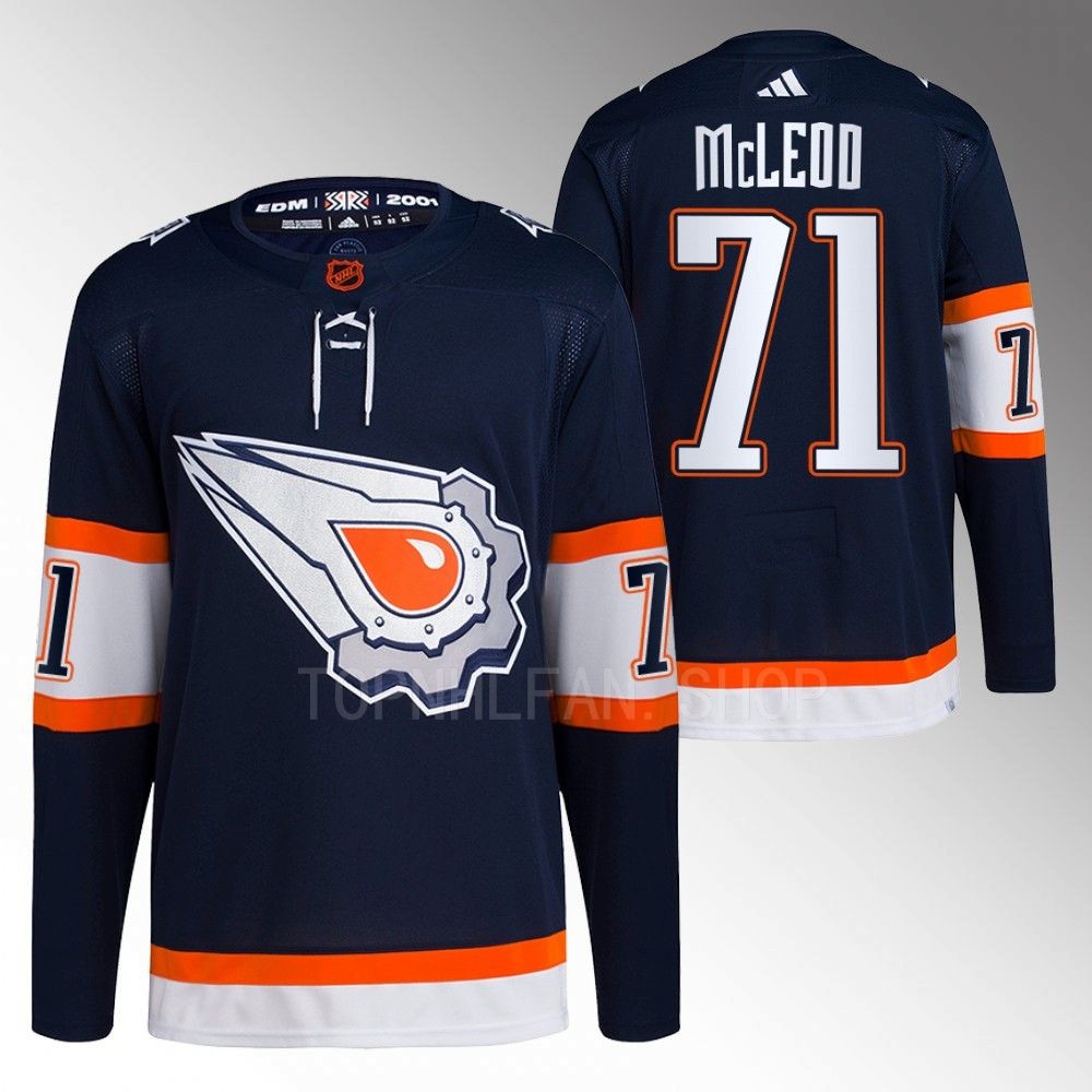 Ryan McLeod 2022 Edmonton Oilers Navy Reverse Retro 2.0 Authentic Primegreen Jersey