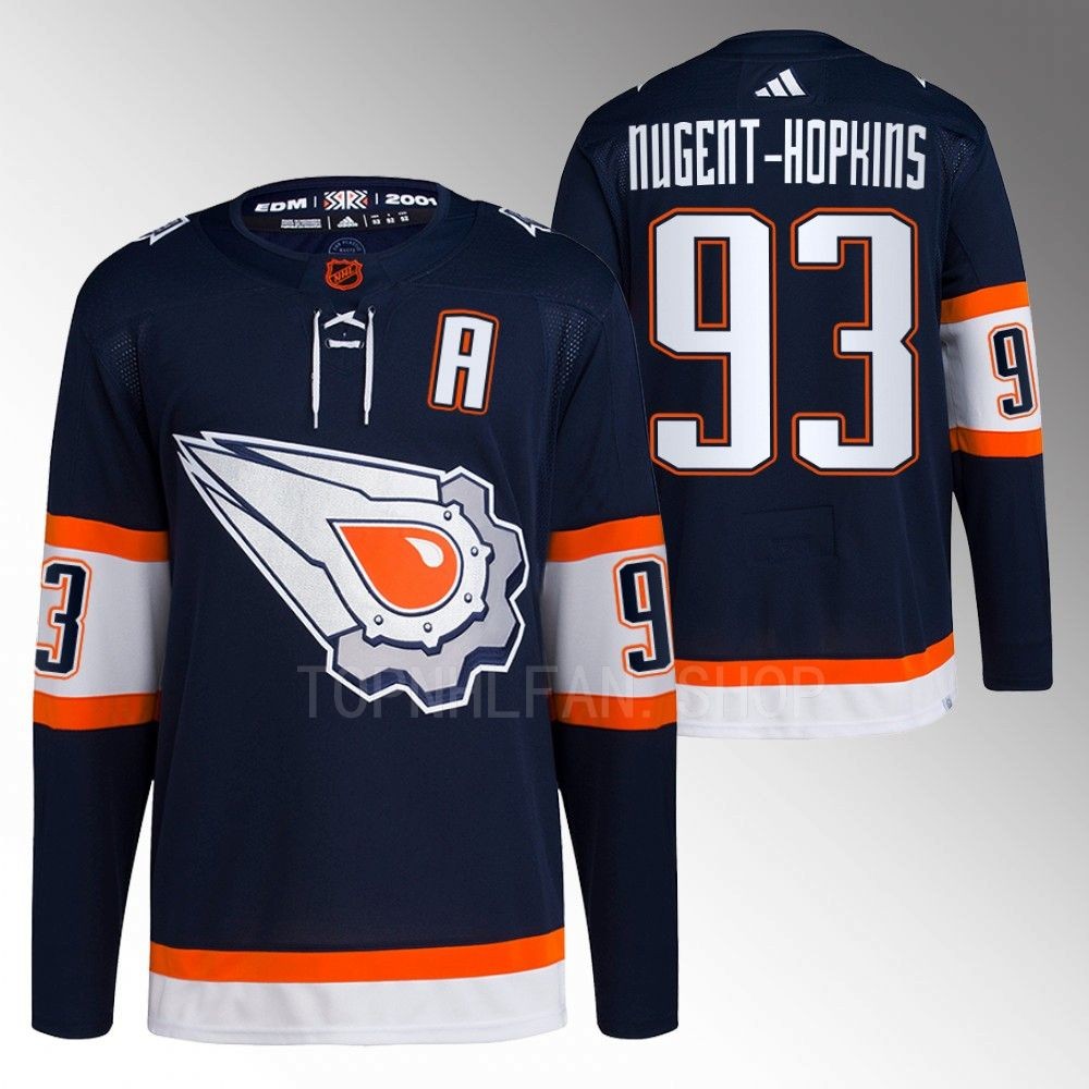 Ryan Nugent-Hopkins 2022 Edmonton Oilers Navy Reverse Retro 2.0 Authentic Primegreen Jersey