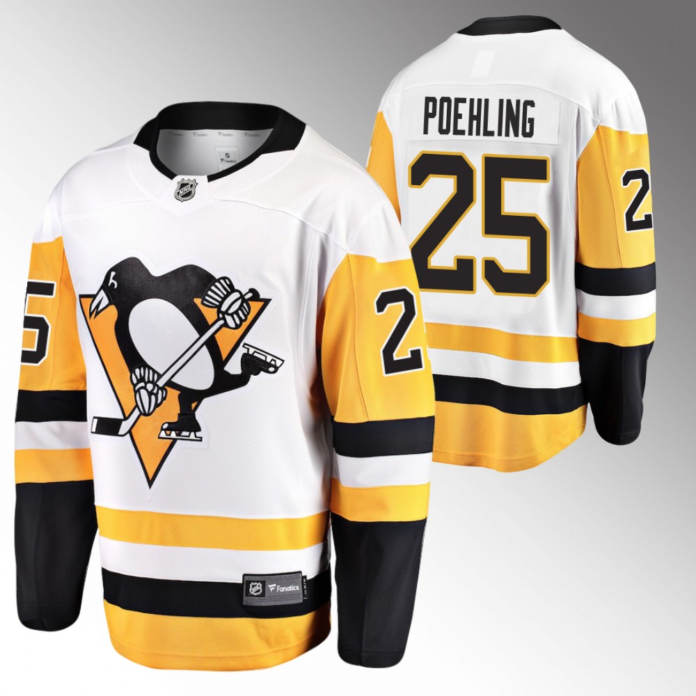Ryan Poehling Jersey Pittsburgh Penguins Away White 2022 Breakaway Player