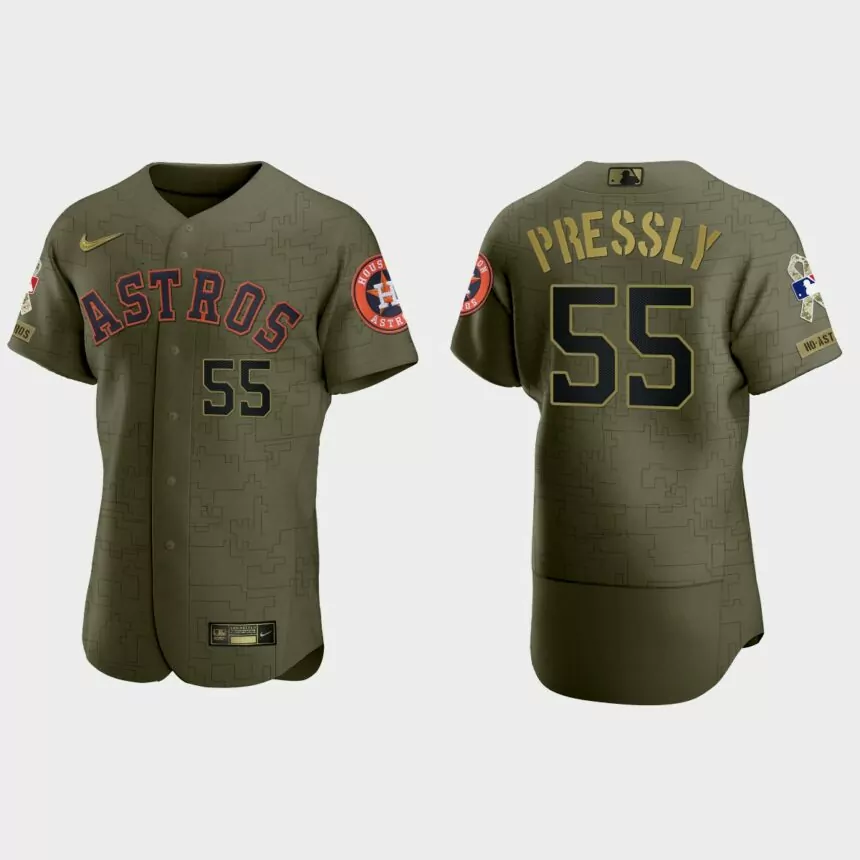 Ryan Pressly Houston Astros 2021 Salute to Service Digital Camo Jersey – Green