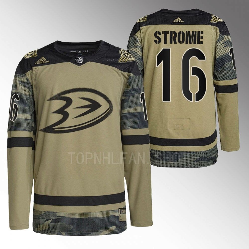 Ryan Strome Ducks Military Appreciation Night Jersey Camo Warmup