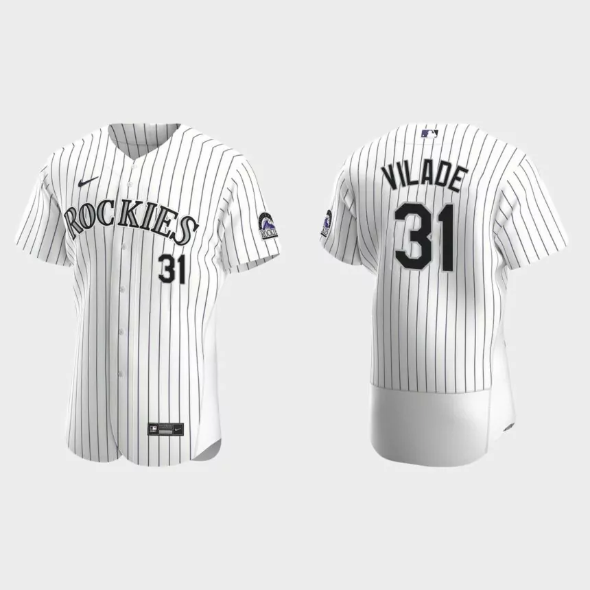 Ryan Vilade Colorado Rockies Authentic Home Jersey – White Purple