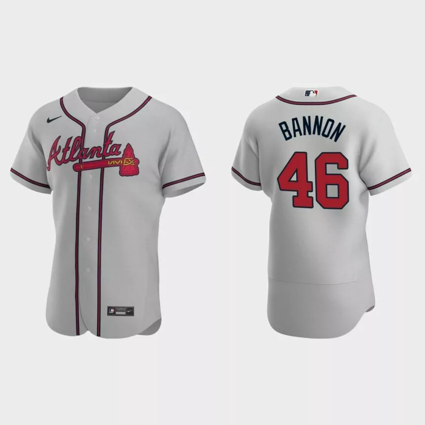 Rylan Bannon Atlanta Braves Authentic Road Jersey – Gray