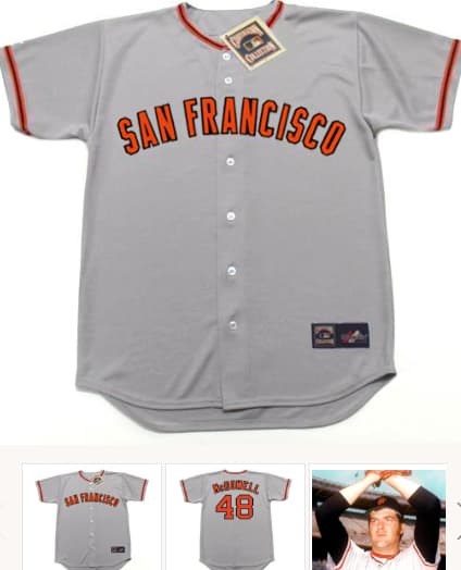 SAM McDOWELL San Francisco Giants 1973 Majestic Cooperstown Away Baseball Jersey