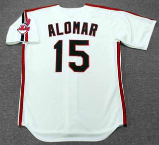 SANDY ALOMAR Cleveland Indians 1990 Majestic Throwback Home Baseball Jersey