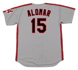 SANDY ALOMAR Cleveland Indians 1993 Majestic Throwback Away Baseball Jersey