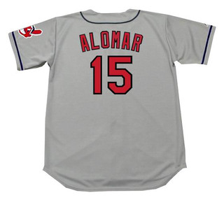 SANDY ALOMAR Cleveland Indians 1997 Majestic Throwback Away Baseball Jersey