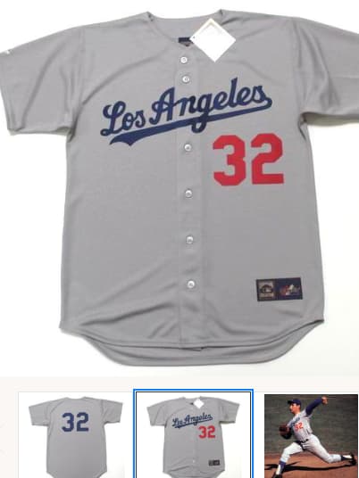 SANDY KOUFAX Los Angeles Dodgers 1965 Away Majestic Baseball Throwback Jersey