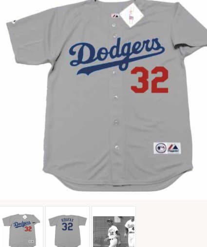 SANDY KOUFAX Los Angeles Dodgers 1973 Away Majestic Throwback Baseball Jersey