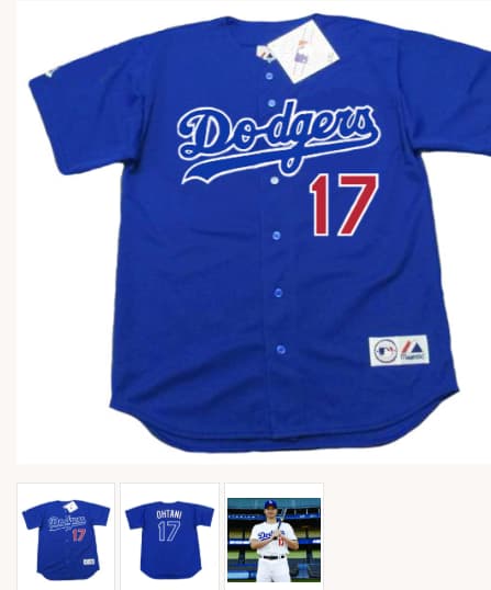 SHOHEI OHTANI Los Angeles Dodgers Blue Majestic Throwback Baseball Jersey