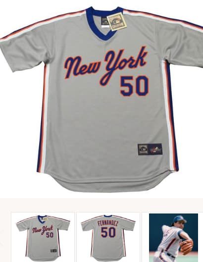 SID FERNANDEZ New York Mets 1987 Majestic Cooperstown Away Baseball Jersey