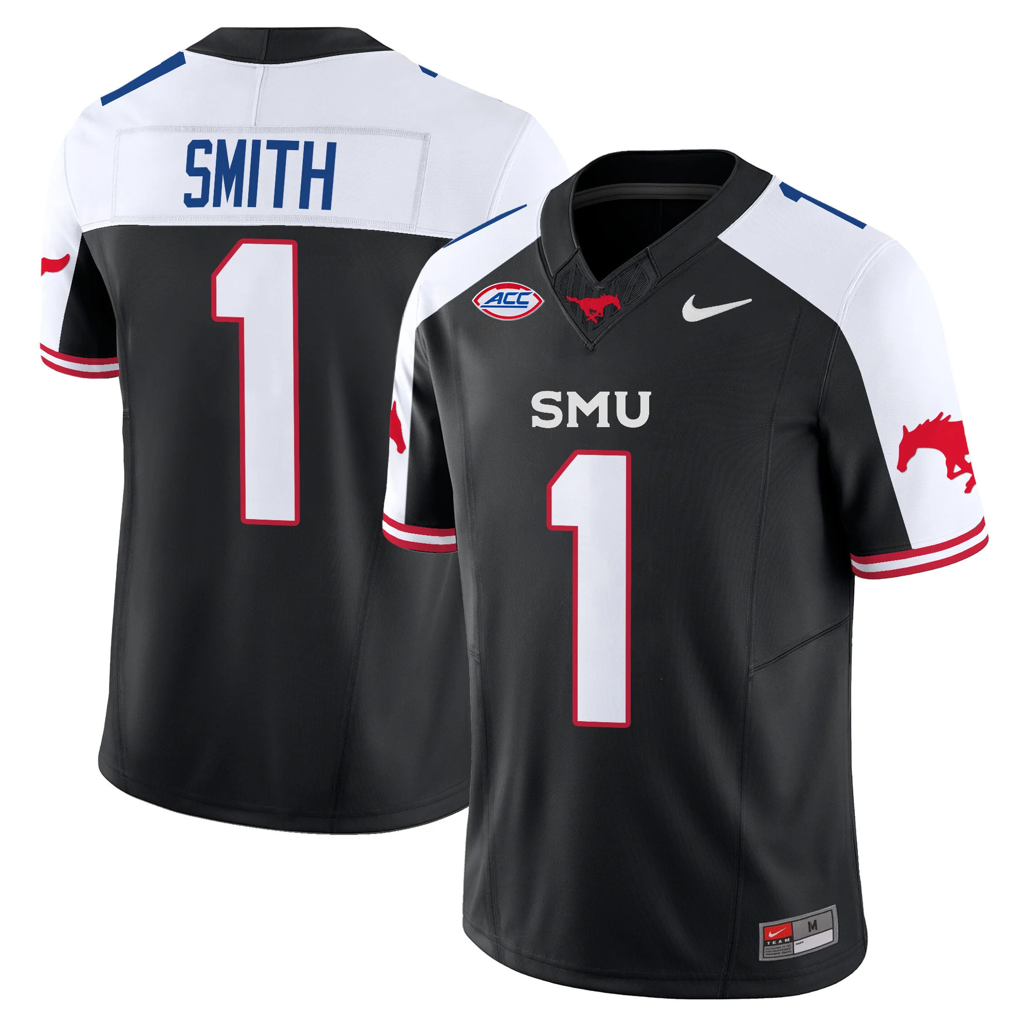 SMU Mustangs Icy Whites Vapor Limited  Football Jersey - All Stitched  BLACK ALTERNATE #1 BRASHARD SMITH